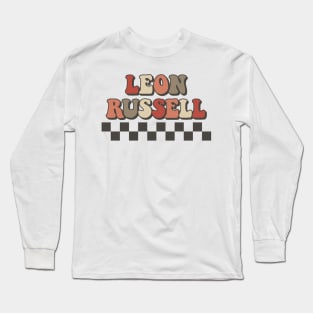 Leon Russell Checkered Retro Groovy Style Long Sleeve T-Shirt